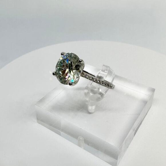 Moissanite Diamond Ring 3 Ct Engagement Wedding Round Cut Solitaire GRA Size 9 - Picture 8 of 11